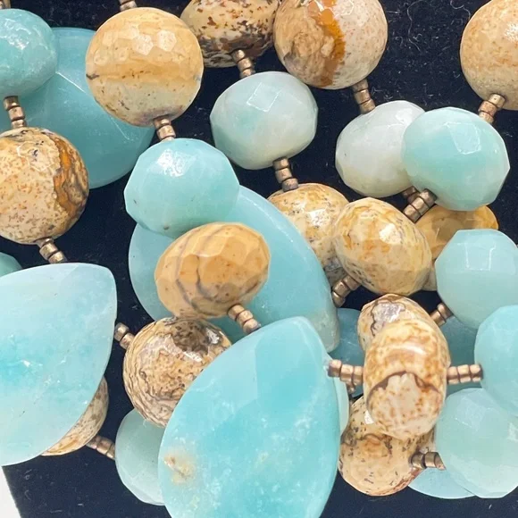 INCA Statement Necklace Natural Stone Single to Multi-Strand Bead Sterling - Picture 12 of 14